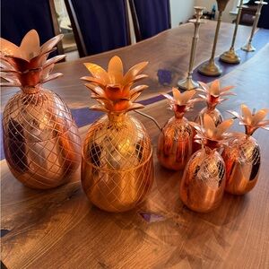 Copper Pineapple Decor Set